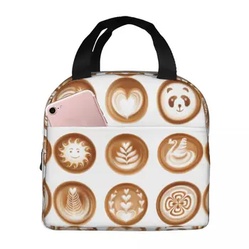 Cooler обяд чанта лате кафе изкуство изолирани термични храни пикник чанта преносим рамо обяд кутия мъкна