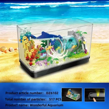Creative Micro Aquarium Fish Tank Marine Museum Модел Строителни блокове Декорация на дома Fishbowl с леки тухли Играчки Детски подаръци