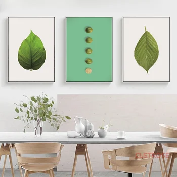 Creative Nordic Poster Simple Literary Plant Leaves Canvas Painting Modern Wall Art Pictures For Living Room Home Decoration