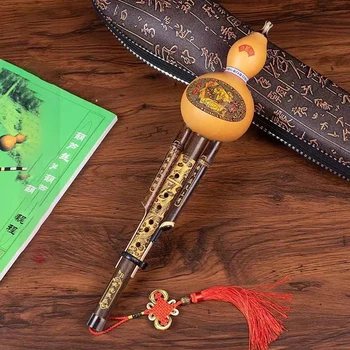 Cucurbit бамбук начинаещ черен музикален ключ Hulusi ръчно изработени етнически любители на кратуна за инструмент с корпус флейта китайска музика