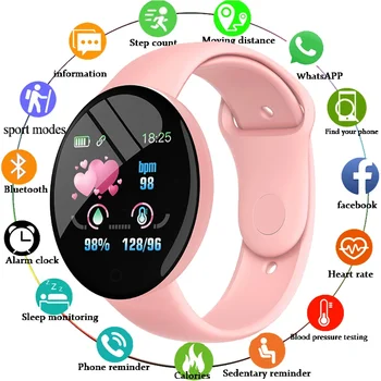 D18S Smart Watch Мъже Жени Bluetooth Фитнес Тракер Гривна Спорт Сърдечен ритъм Кръвно налягане Детски смарт часовник за IOS Android