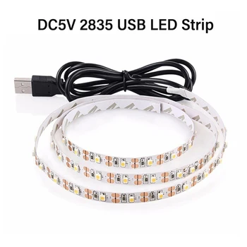 DC 5V USB LED ленти 2835 бели топли бели червени сини зелени LED ленти светлина TV фоново осветление лента Начало декор лампа 0.5-5m