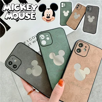 Disney Mickey Луксозен огледален калъф за телефон за iPhone 14 13 12 11 Pro X XS XR Max 7 8 Plus Promax удароустойчив кожен силиконов капак