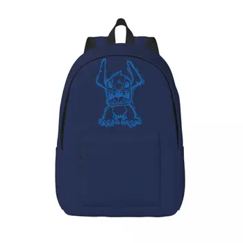 Disney Stitch Backpack Elementary High College School Student Angry Sharp Teeth Bookbag Тийнейджъри Daypack Travel