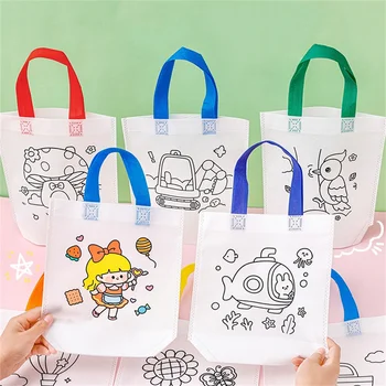 DIY графити оцветяване чанта оцветяване маркери ръчно изработени живопис нетъкан чанти за деца изкуства занаяти цвят попълване рисуване играчка