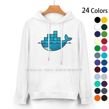 Docker чист памучен пуловер с качулка 24 цвята Docker Devops Разработка на контейнери Linux Gnu виртуализация кутия код производство