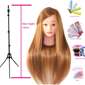 Doll Head For Hairstyle Practice 80% Real Hair Professional Training Head Kit Mannequin Head Styling With Wig Stand Tripod Clamp