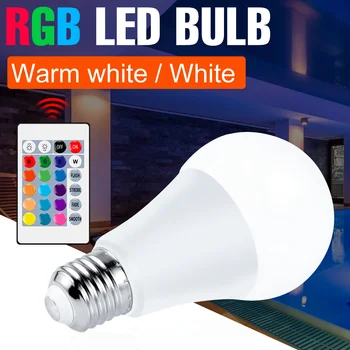 E27 LED лампа 220V прожектор RGB цветна крушка IR дистанционно управление лампада 110V Bombillas 5W 10W 15W домашна стая декор RGBW крушка