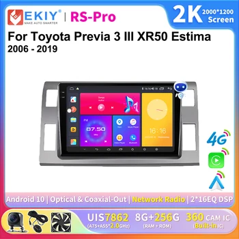 EKIY 2K екран CarPlay радио за Toyota Previa 3 III XR50 Estima 2006-2019 Android Auto 4G кола мултимедия GPS плейър Autoradio