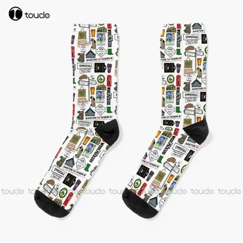 Emmerdale Moodboard Socks софтбол чорапи Персонализиран потребителски унисекс възрастен тийнейджър младежки чорапи Коледен подарък HD ВИСОКО КАЧЕСТВО