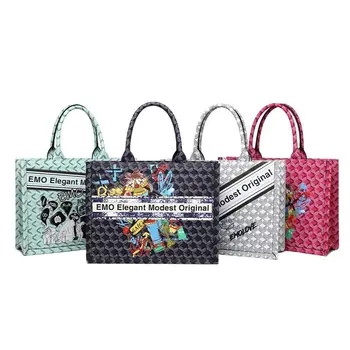EMO класическа модна тенденция графити голям капацитет преносимо куфарче пролет геометричен печат модерен мама голяма пазарска чанта за жени