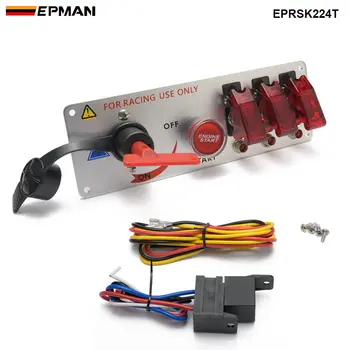 EPMAN Деликатен 12V Auto LED състезателен автомобил запалване двигател Старт Вкл./Изкл. Push Toggle Switch Panel EPRSK224T