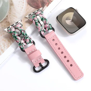 Fashion Style Metal CrewLeather Nylon Watch Band for Apple Watch Ultra 49mm S9 S8 41mm 45mm 40mm 44mm Replacement Watch Strap