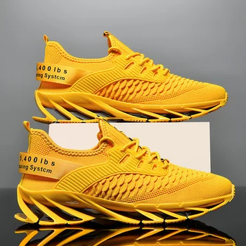 Fashion Yellow Мъжки обувки за бягане Висококачествени омекотяващи маратонки Мъжки тренировъчни спортни обувки Дишащи маратонки за джогинг
