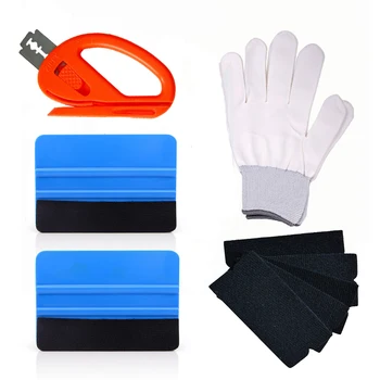 FOSHIO Комплект инструменти за оцветяване на фолио за прозорци Аксесоари за кола Винил Car Wrap Squeegee Scraper + 5бр Нож за рязане на стикери за превозни средства