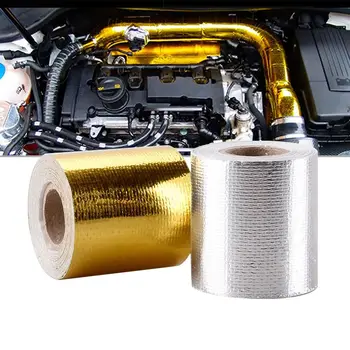 Gold Silver топлоизолация опаковъчна лента 5CM * 5M изпускателна тръба протектор термични влакна кърпа за мотоциклет кола Motorcross