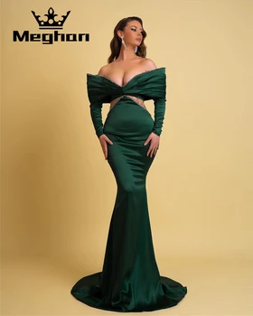 Green Off The Shoulder Evening Dress Princess Long Prom Dresses Cut Out Birthday Party Gown Mermaid Robe De Bal