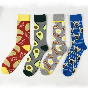 Happy Fashion Harajuku жени и мъже пенирани памучни чорапи ивица решетка геометрия случайни смешно чорапи