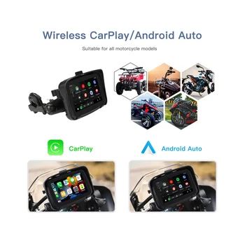 IPX7 мотоциклет водоустойчив Displa 5 инчов мотоциклет безжичен Apple Carplay Android авто преносим навигационен екран