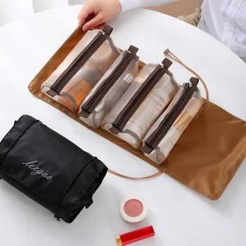 ISKYBOB 4-In-1 многофункционална мъжка козметична чанта за пътуване сгъваема найлонова чанта за съхранение на жени преносима чанта за грим организатор на тоалетни