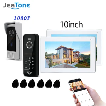 Jeatone 10Inch Tuya безжичен Wifi 1080p видео домофон за домашен звънец с камера портиер в частна къща кабелна врата телефон