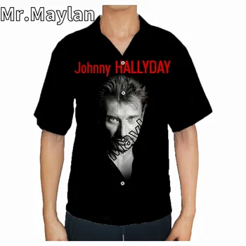 Johnny Hallyday Rock Shirt 3D Summer Hawaiian Shirt Men Short Sleeve Shirt Men Shirts 2023 Oversized 5XL Shirt Chemise Homme-022