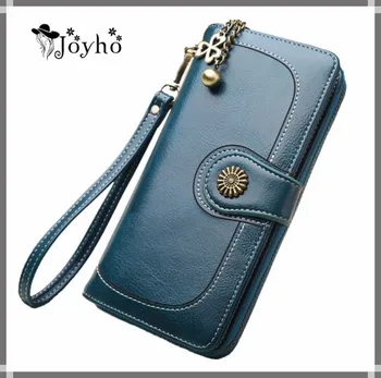 Joyho гореща продажба жени съединител кожен портфейл женски дълъг портфейл жени цип чанта каишка пари чанта чанта за iPhone 7