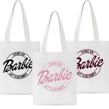 Kawaii Барби чанта аниме мода студенти висок капацитет платно рамо чанта карикатура момичета преносими пазаруване голяма пазарска торбичка подаръци