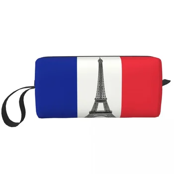 Kawaii Знаме на Франция пътуване тоалетна чанта жени френски La Tour Айфеловата козметична грим чанта красота съхранение Dopp комплект