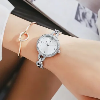 KIMIO Top Brand Full Rhinestone Women Bracelet Watch 2023 Сребърна луксозна рокля часовници Дамски кристален кварцов ръчен часовник