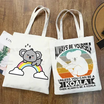 Koala Be My Eucalyptus Tree Canvas Simple Cartoon Print Cute Animal Shopping Bags Girls Fashion Life Casual Pacakge Hand Bag