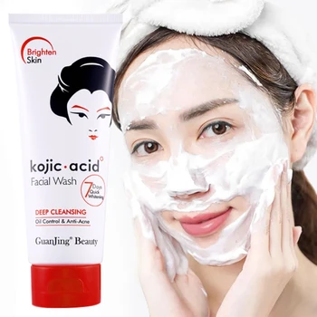 Kojic Acid Facial Cleanser Foam Face Wash Овлажняващо избелване Brighten Shrink Pore Oil Control Deep Cleaning Skin Care 100g