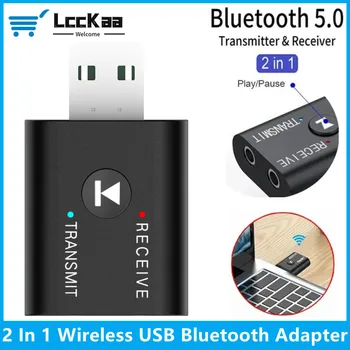 LccKaa 2 в 1 USB безжичен Bluetooth адаптер 5.0 предавател приемник Bluetooth аудио донгъл безжичен USB адаптер за PC лаптоп