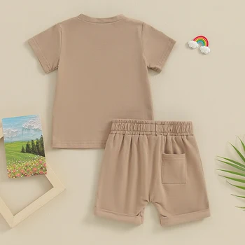 Ledy Champswiin бебе момче момиче летни екипировки малко дете плътен цвят дрехи джобни шорти и топ комплект