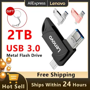 Lenovo USB флаш драйвер USB 3.0 2TB висока скорост 1TB Pendrive Type-c OTG ключ USB стик писалка диск подарък за IPhone 14 Pro / iPad / Mac