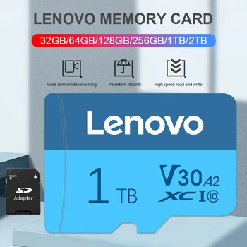 Lenovo Високоскоростна SD / TF флаш карта с памет 2TB 1TB 512GB 256GB 128GB 64GB клас 10 водоустойчива микро TF SD карта за телефонна камера