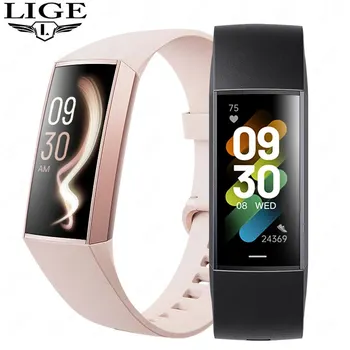 LIGE Нов моден смарт часовник за мъже жени температура кръв кислород мониторинг гривна спорт фитнес водоустойчив смарт часовник човек