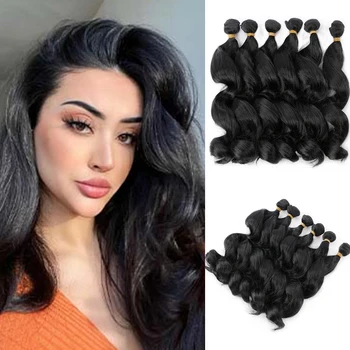 Loose Wave Bundles Бразилски Hair Deal Естествени черни синтетични разширения за коса Ombre дебела конска опашка тъкане