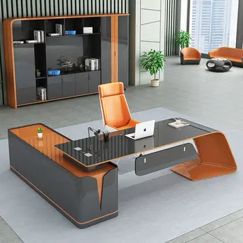 Luxury Creative Customized Technology Baking Paint Office Desk Boss Desk Fashionable Manager Desk President 컴퓨터 책상 Мебели AA