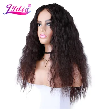 Lydia Long Loose Wavy Synthetic Kinky Curly Wigs Women Black Bohemian Bancy Water Skin Topper Daily &Party 20 инча свободна страна