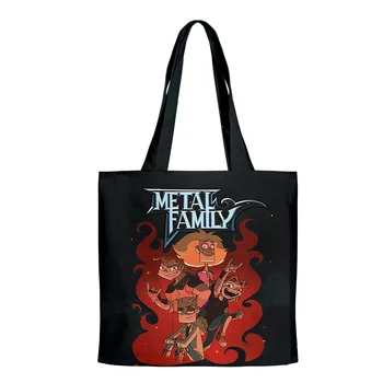 Metal Family Cartoon New Bag Пазарски чанти за многократна употреба Рамо Shopper чанти Casual чанта