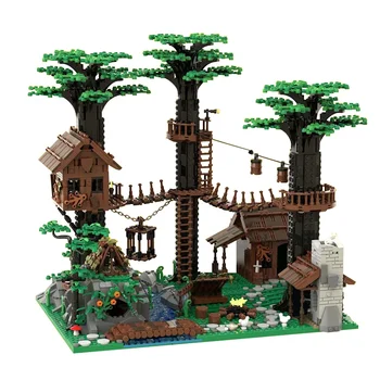 MOC Forestmen's Headquarters Primitive Forest Treehouse Building Blocks Set Строителни играчки за деца Brithday подаръци