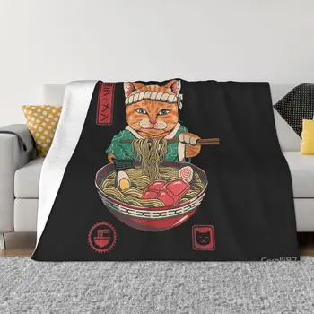 Neko Ramen Cat Kawaii Аниме Noddle Японска храна Ултра-меко микро руно одеяло