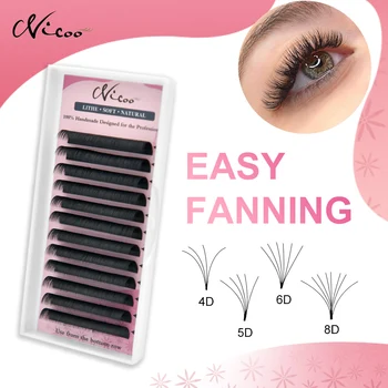 NICOO Easy Fan Lashes Mink Eyelash Extension Makeup Fluffy Soft Natural Wispy Individual False Eyelashes Blooming Lashes