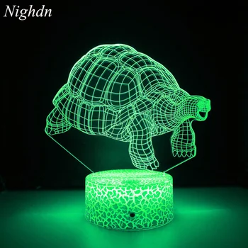 Nighdn морска костенурка нощна светлина за деца 3D илюзия нощна лампа 7 цвят промяна нощна стая декор рожден ден подарък за деца