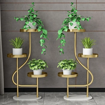 Nordic Light Luxury High-end Flower Rack Living Room Interior Decoration Shelf Balcony Green and Meaty Multi-layer Flower Stand