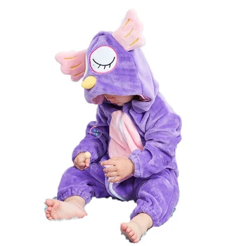 Owl Onesies For Baby Boy Girl Спално облекло,Лилава зимна пижама за животни Kigurumi,Cosplay костюм Еднокомпонентна пижама Подарък за новородено