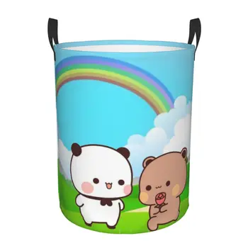 Panda предлага мечка под кошница за пране на небето на дъгата Kawaii праскова и гома пречат за детски играчки организатор контейнери за съхранение