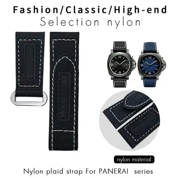 PCAVO PAM01119 PAM441 найлон плат часовник лента за Panerai черно синьо платно кожа водоустойчив часовник каишка аксесоари 24mm