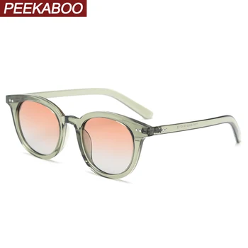 Peekaboo мъжки tr90 слънчеви очила поляризирани жени uv400 зелени кафяви летни ретро кръгли слънчеви очила за мъже корейски стил 2023